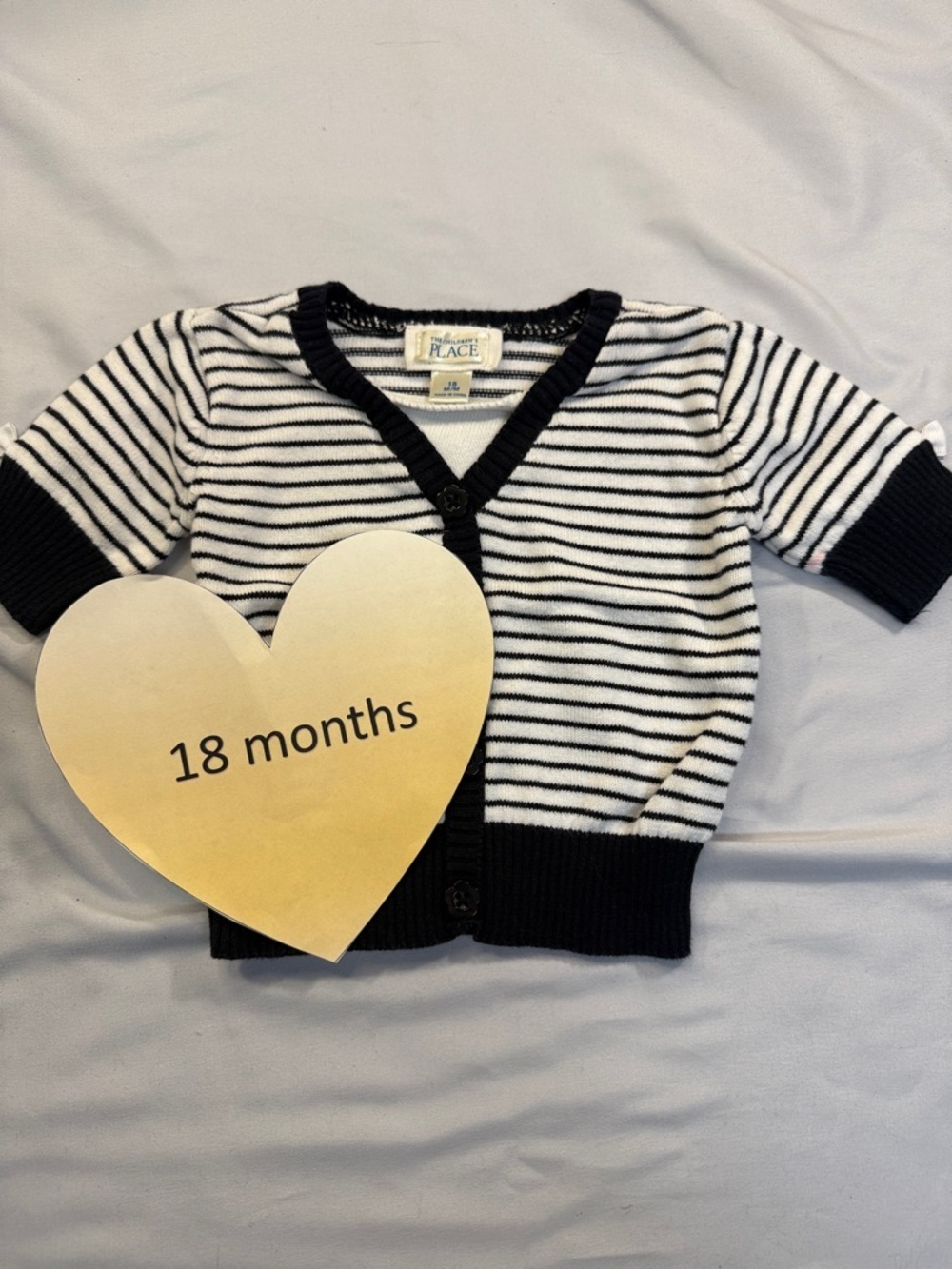 The Children's Place - Striped Black and White Knit Sweater Cardigan